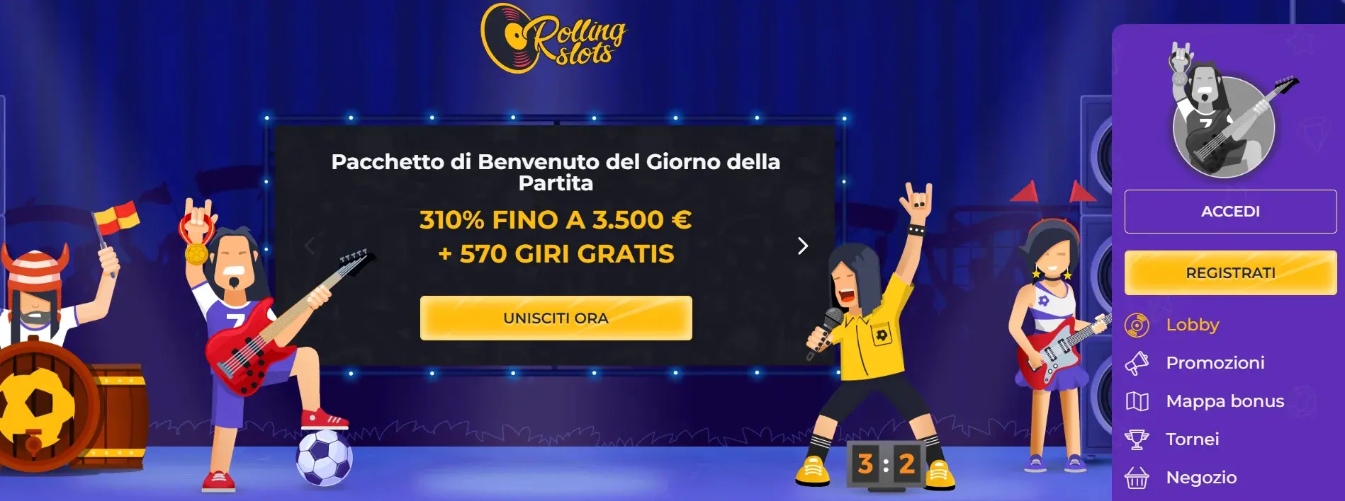 Rolling Slots interfaccia e bonus di benvenuto