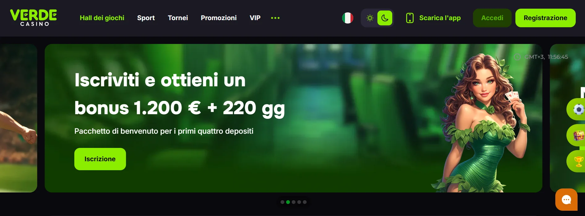 Verde Casino interfaccia e bonus di benvenuto